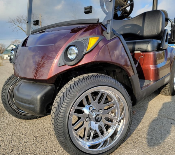 2018 Yamaha Drive2 EFI Quietech Used Gas Golf Cart - Metallic Burgundy