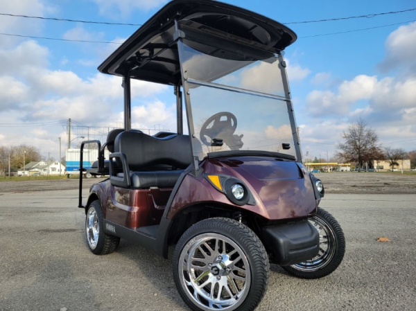2018 Yamaha Drive2 EFI Quietech Used Gas Golf Cart - Metallic Burgundy