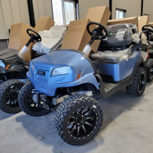 The 2024 Club Car Onward Lifted 4 Passenger HP Lithium offers advanced LG Chem lithium power, luxury seating for four, lifted