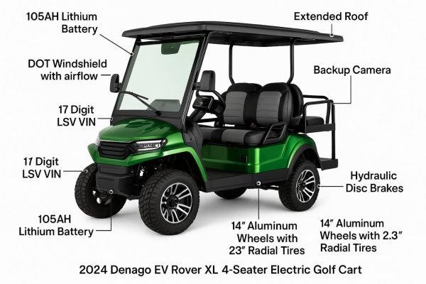 agc-47e06aba-d265-4515-a9f0-e57b5c27dc87 2024 Denago EV Rover XL 4 Seater Electric Golf Cart - New