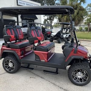 Street Legal 2025 Evolution D5 - Maverick 4 Red Golf Cart - Luxury 4 - Seater Lithium Electric Vehicle