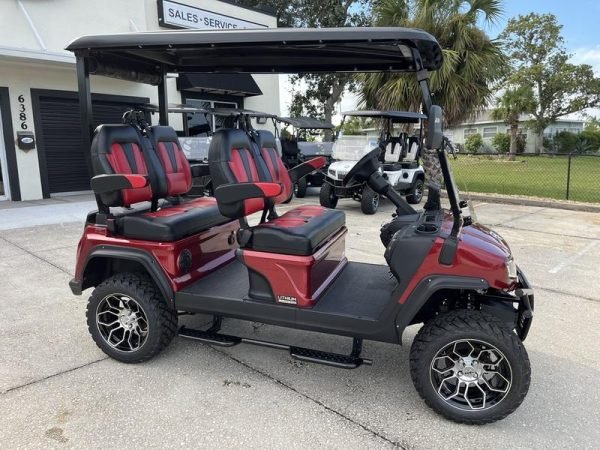 Street Legal 2025 Evolution D5 - Maverick 4 Red Golf Cart - Luxury 4 - Seater Lithium Electric Vehicle