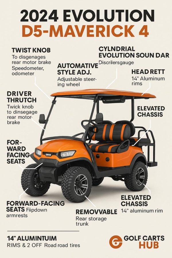 2024 Evolution D5 - Maverick 4 Seater Electric Golf Cart - New - Off