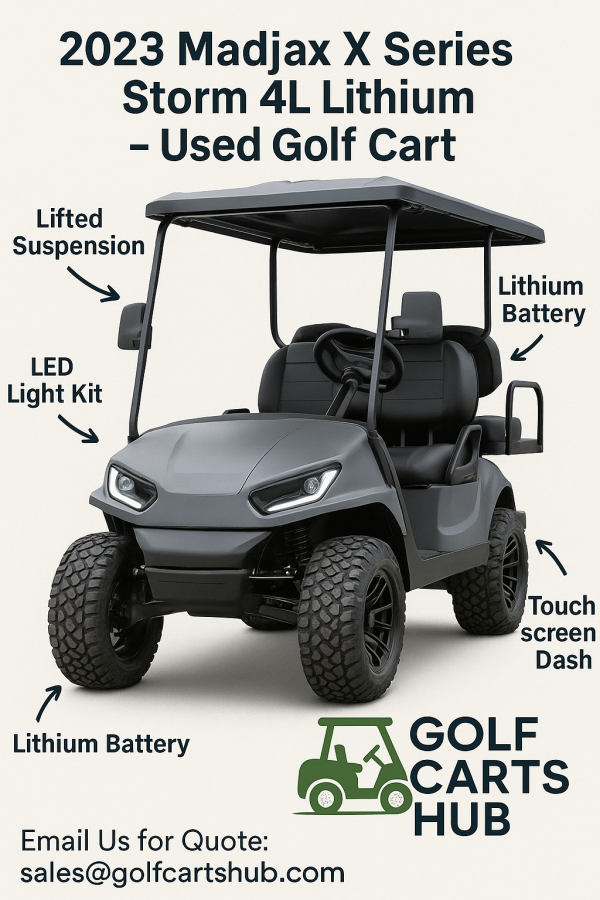 2023 Madjax X Series Storm 4L - Lifted Lithium Golf Cart - 4 Passenger - Storm Gray - Fully Serviced
