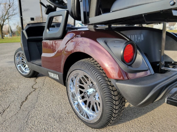 2018 Yamaha Drive2 EFI Quietech Used Gas Golf Cart - Metallic Burgundy