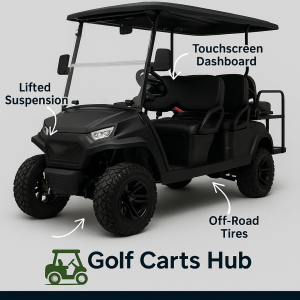 2024 Kandi Cowboy 4 Passenger Lifted Electric Golf Cart - Matte Black - Touchscreen - Fully Serviced