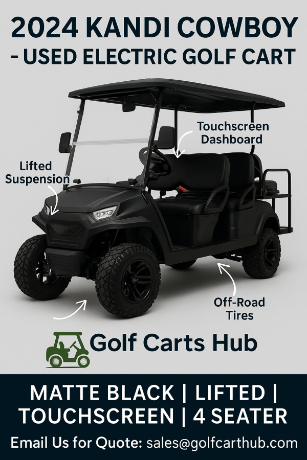 2024 Kandi Cowboy 4 Passenger Lifted Electric Golf Cart - Matte Black - Touchscreen - Fully Serviced