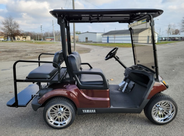 2018 Yamaha Drive2 EFI Quietech Used Gas Golf Cart - Metallic Burgundy
